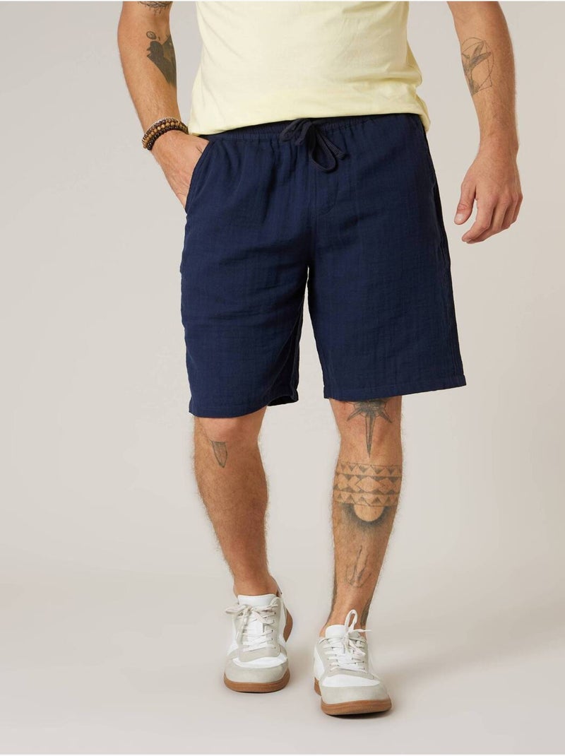 Bermuda régular homme 100% coton 'Deeluxe' Bleu marine - Kiabi