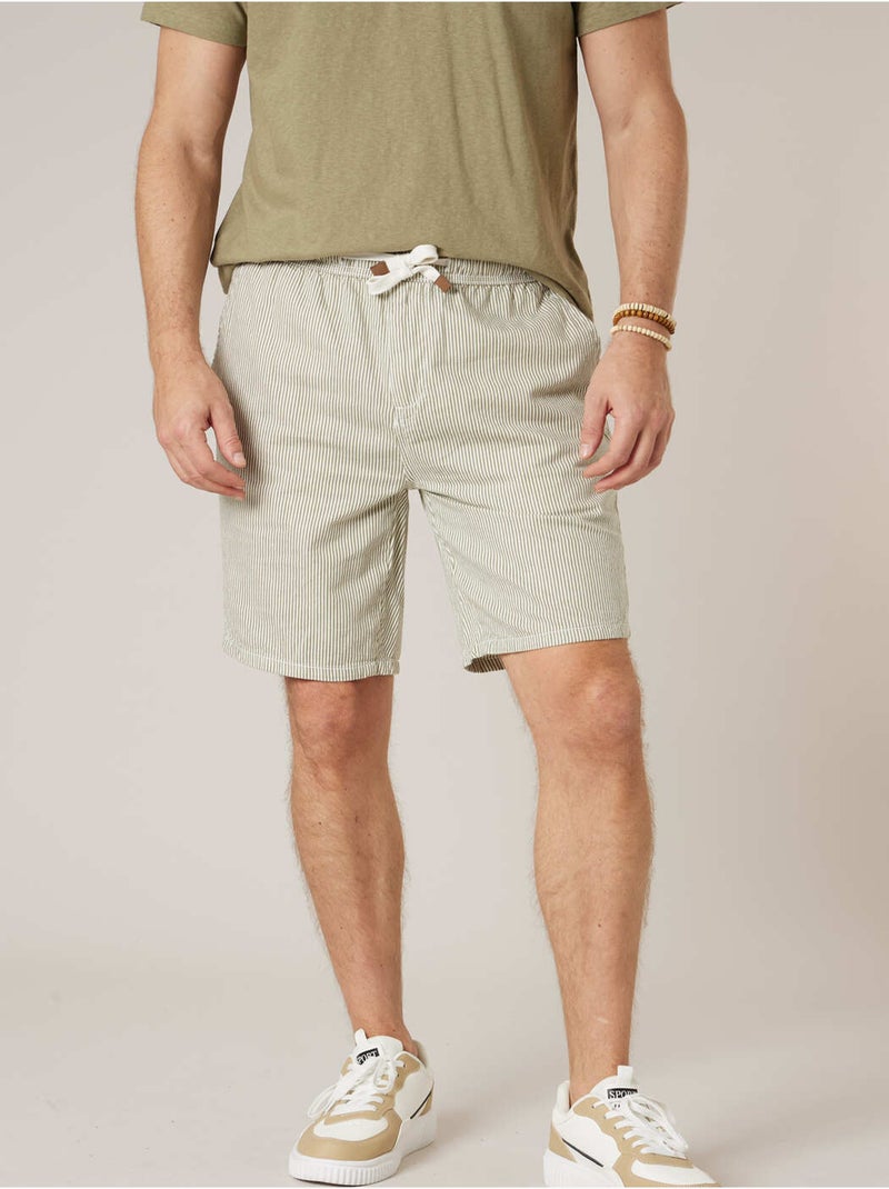 Bermuda regular homme en 100% coton 'Deeluxe' Vert kaki clair - Kiabi