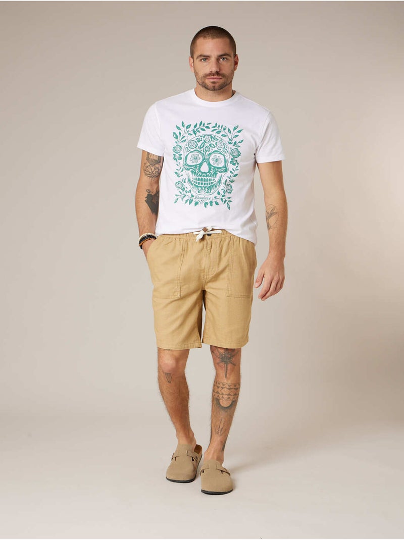 Bermuda rEgular homme en coton 'Deeluxe' Beige coquille - Kiabi
