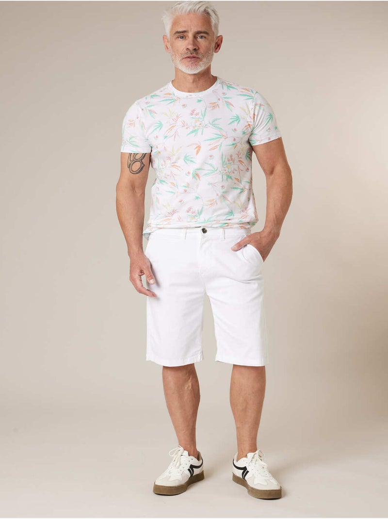 Bermuda regular homme en coton stretch 'Deeluxe' Blanc - Kiabi