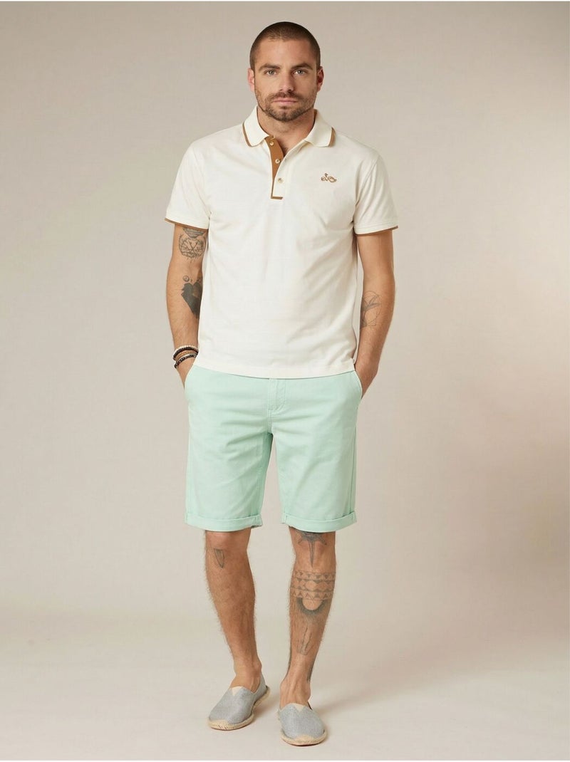 Bermuda regular homme en coton stretch 'Deeluxe' Bleu lagon - Kiabi