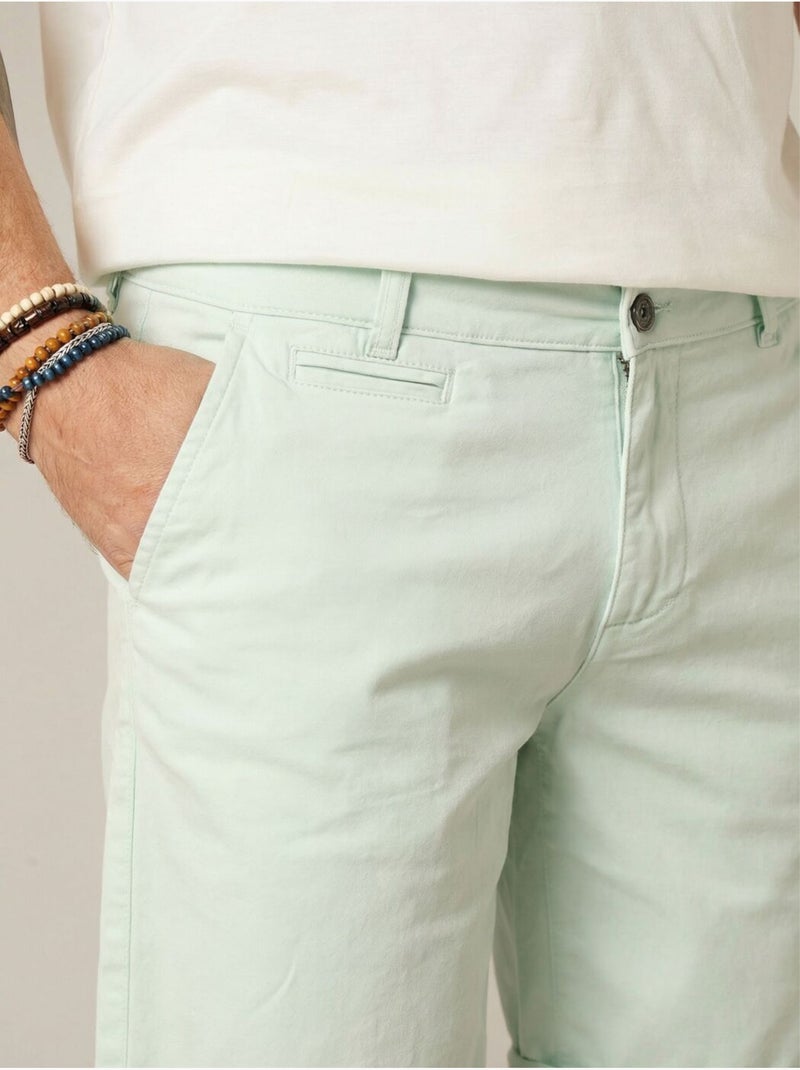 Bermuda regular homme en coton stretch 'Deeluxe' Bleu lagon - Kiabi