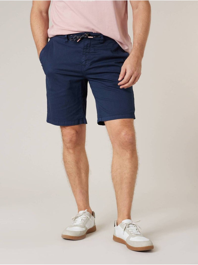 Bermuda régular homme en coton stretch 'Deeluxe' Bleu marine - Kiabi