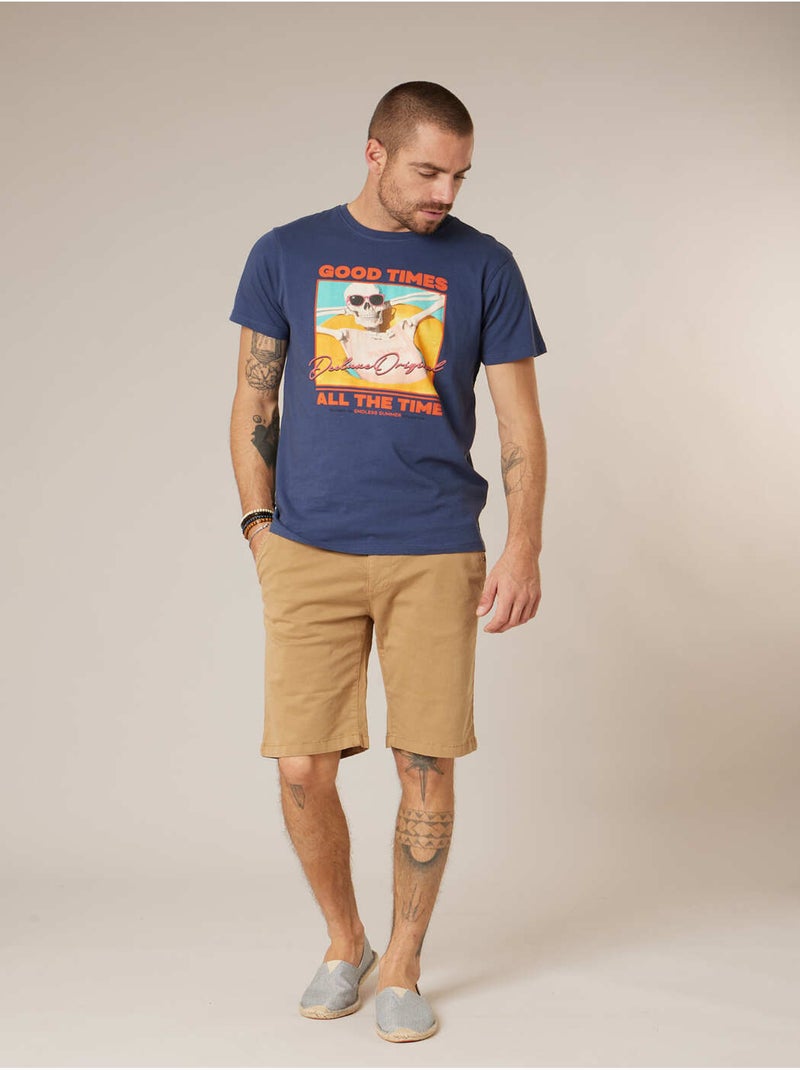 Bermuda regular homme en coton stretch 'Deeluxe' Marron cappuccino - Kiabi