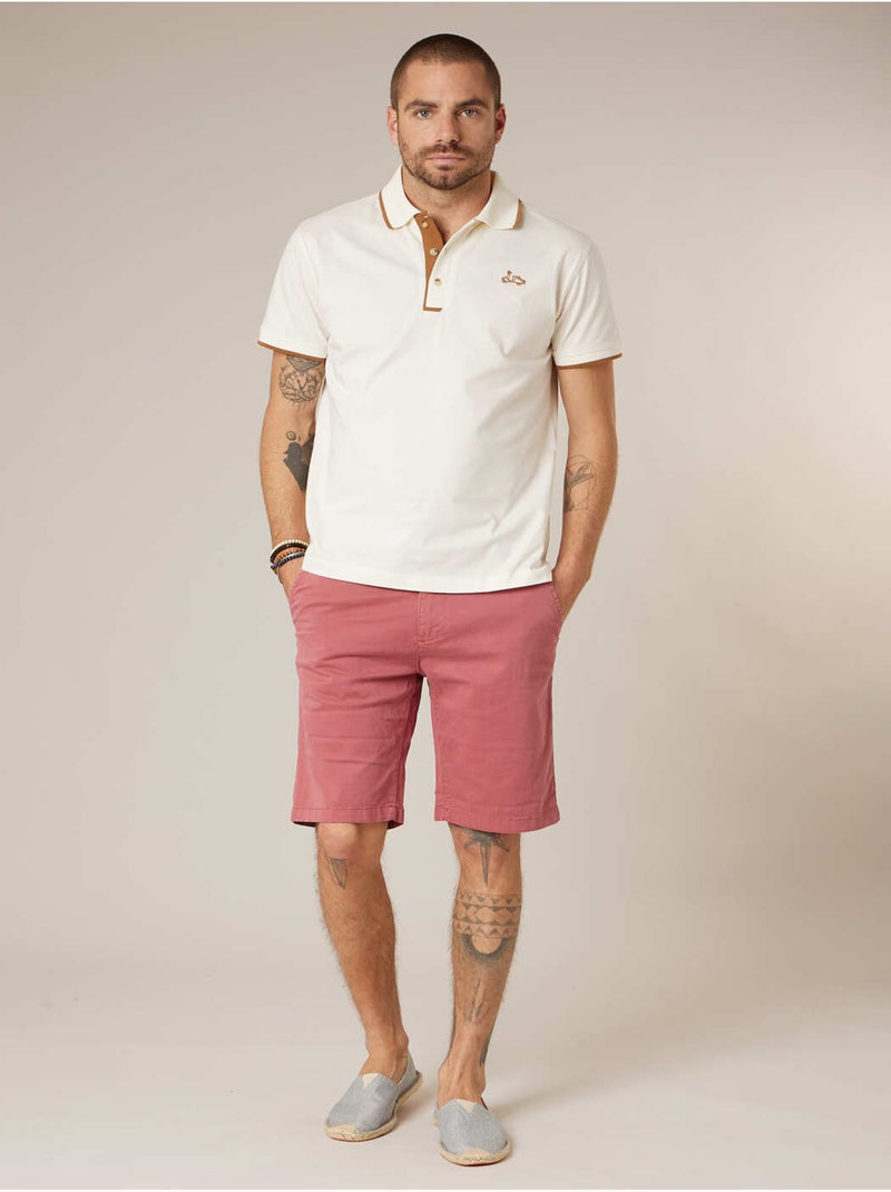 Bermuda regular homme en coton stretch 'Deeluxe' Orange corail - Kiabi