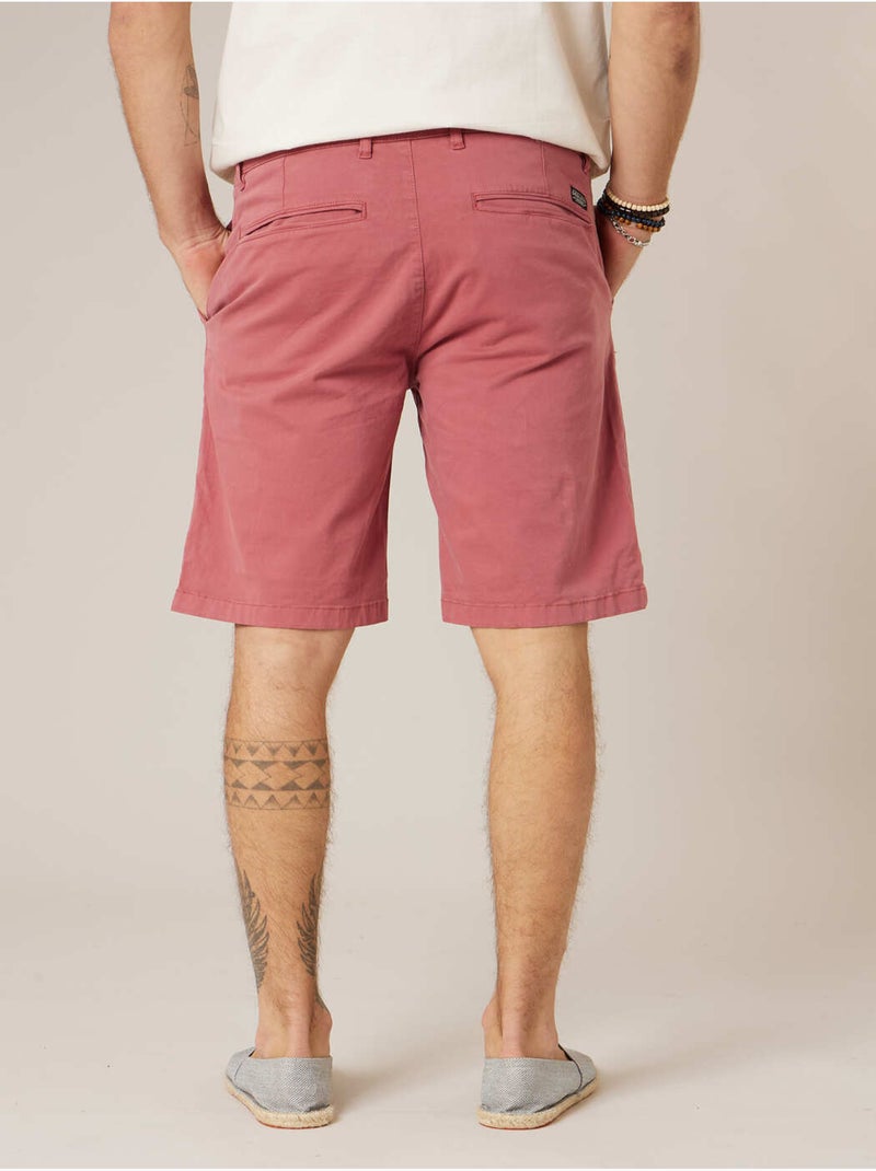 Bermuda regular homme en coton stretch 'Deeluxe' Orange corail - Kiabi