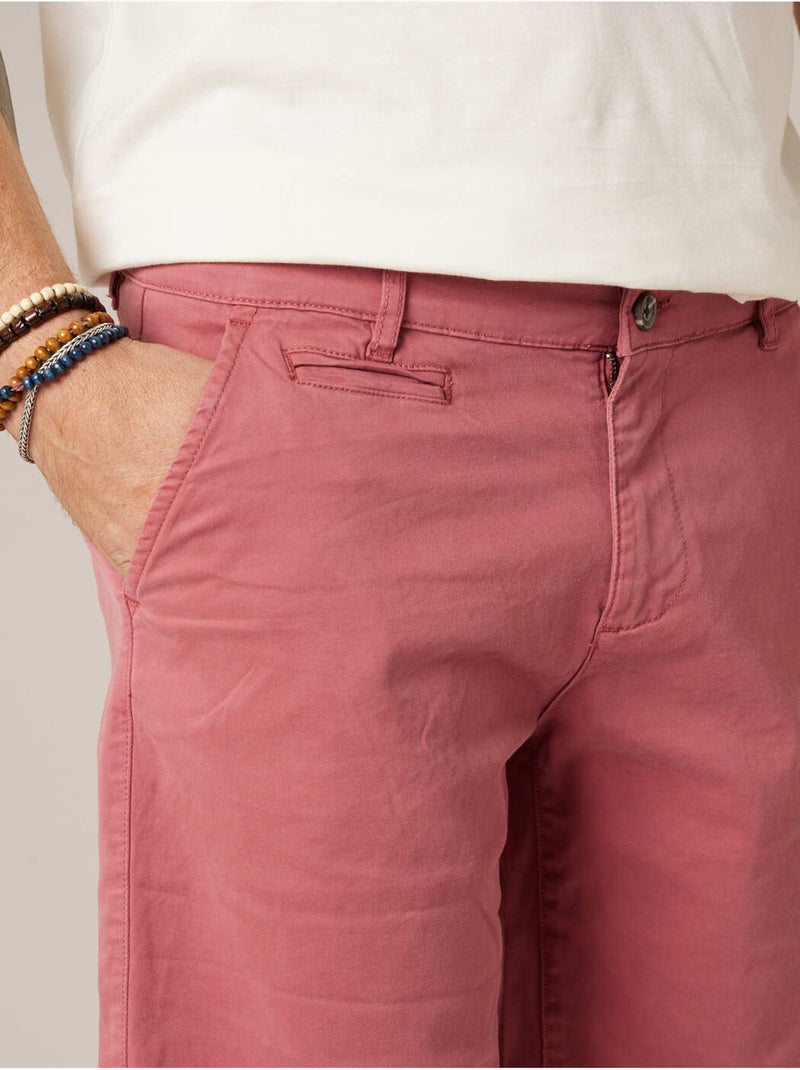 Bermuda regular homme en coton stretch 'Deeluxe' Orange corail - Kiabi