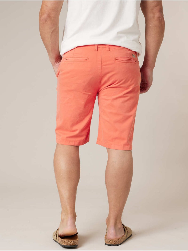 Bermuda regular homme en coton stretch 'Deeluxe' Orange mandarine - Kiabi