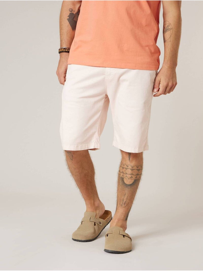 Bermuda regular homme en coton stretch 'Deeluxe' Peche - Kiabi