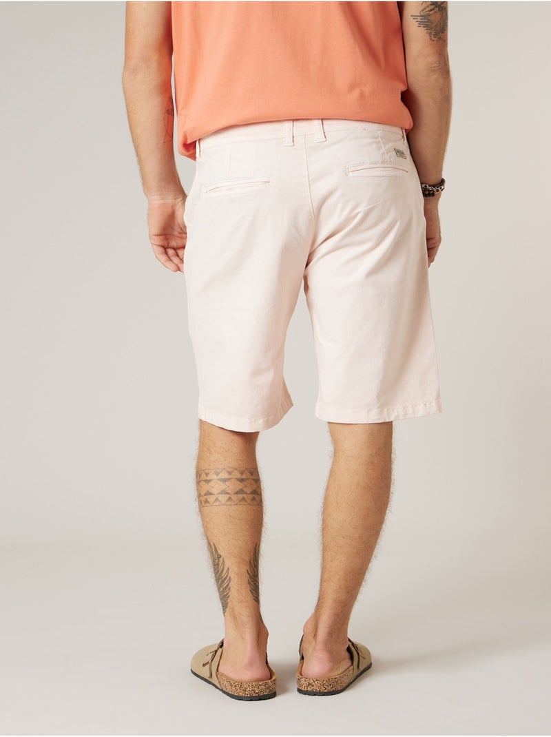Bermuda regular homme en coton stretch 'Deeluxe' Peche - Kiabi