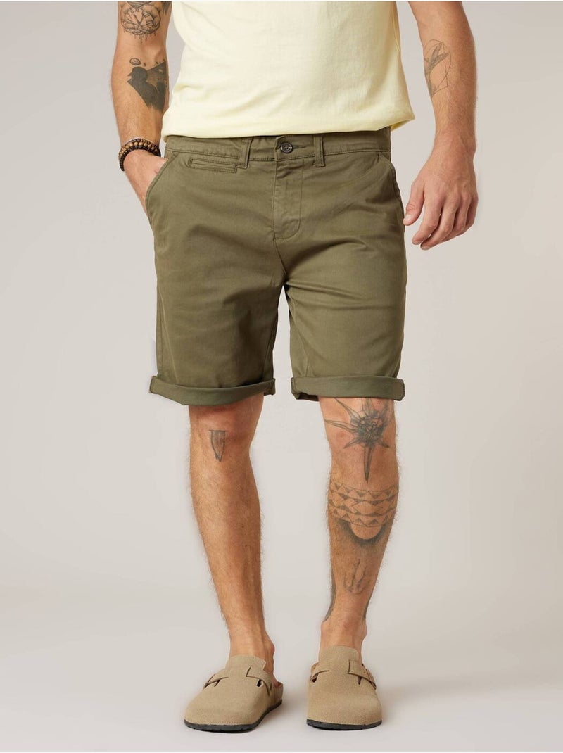Bermuda regular homme en coton stretch 'Deeluxe' Vert foncé - Kiabi