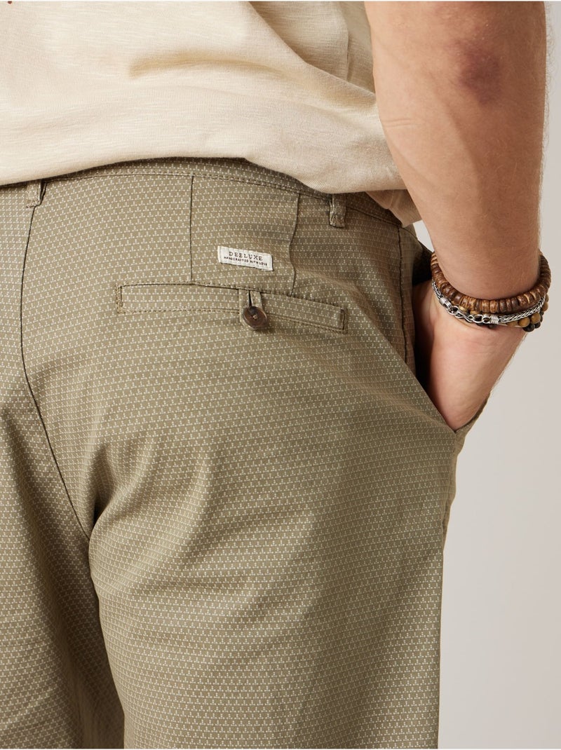 Bermuda régular homme en coton stretch 'Deeluxe' Vert kaki clair - Kiabi