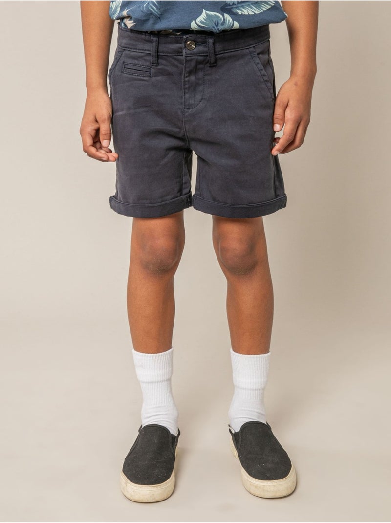 Bermuda régular homme en toile de coton 'Deeluxe' Bleu marine - Kiabi