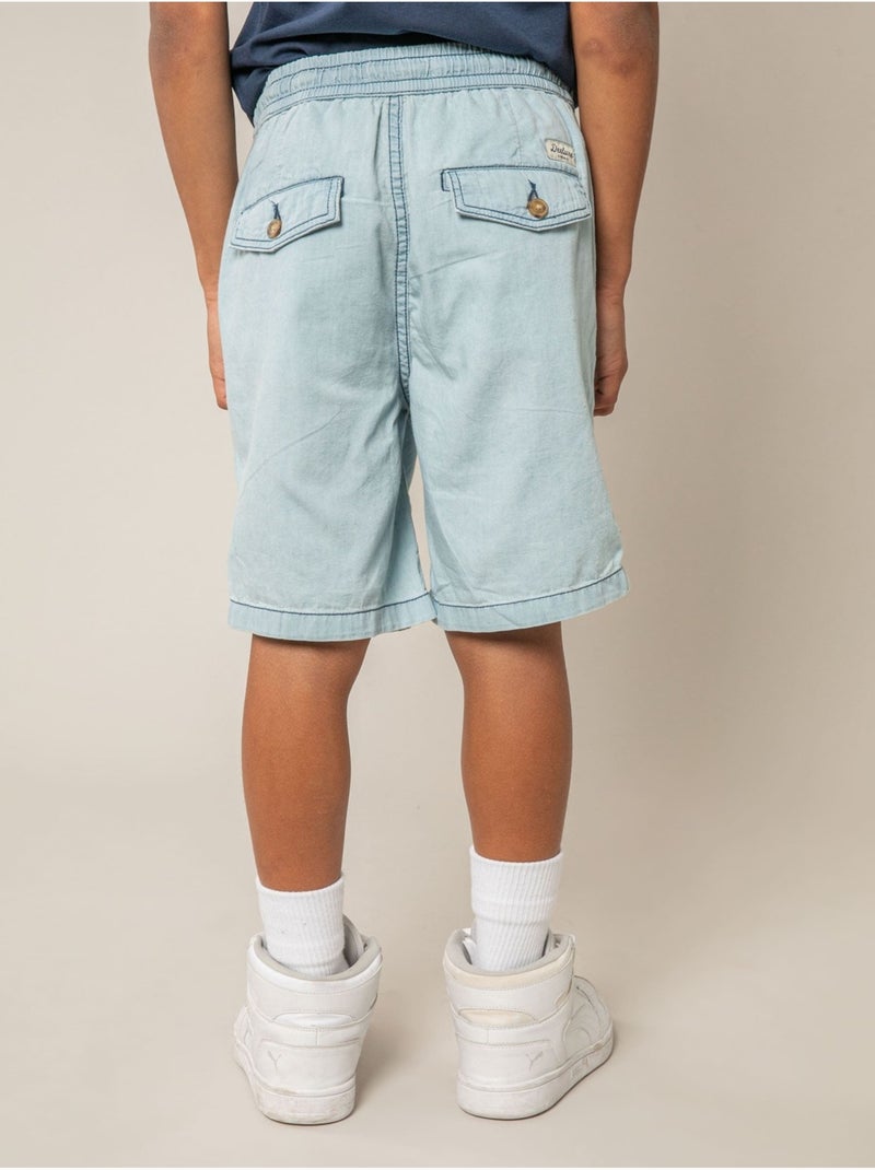 Bermuda relaxed garçon en 100% coton 'Deeluxe' Bleu clair - Kiabi