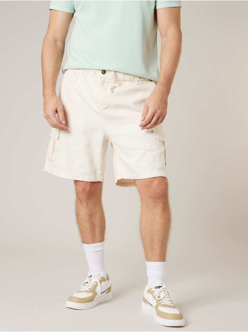 Bermuda relaxed homme en 100% coton 'Deeluxe' Beige argile - Kiabi