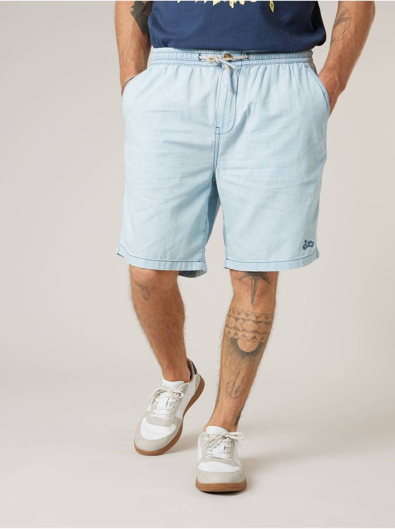Bermuda relaxed homme en 100% coton 'Deeluxe' Bleu clair - Kiabi
