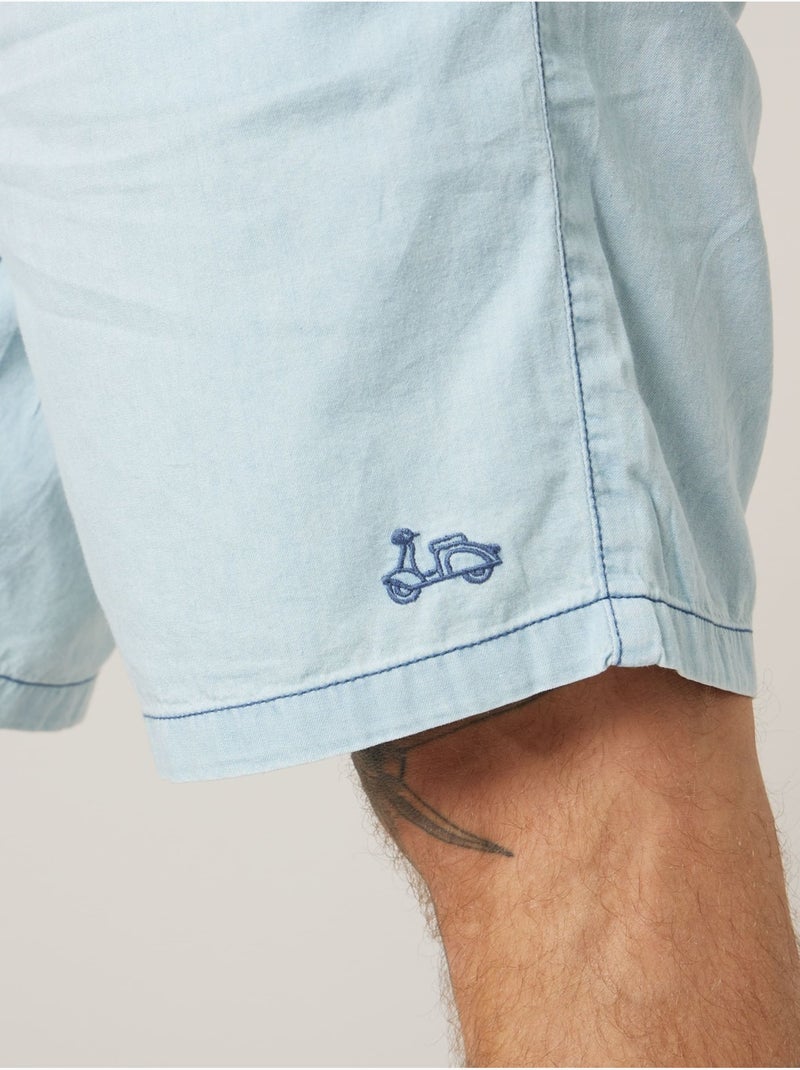 Bermuda relaxed homme en 100% coton 'Deeluxe' Bleu clair - Kiabi