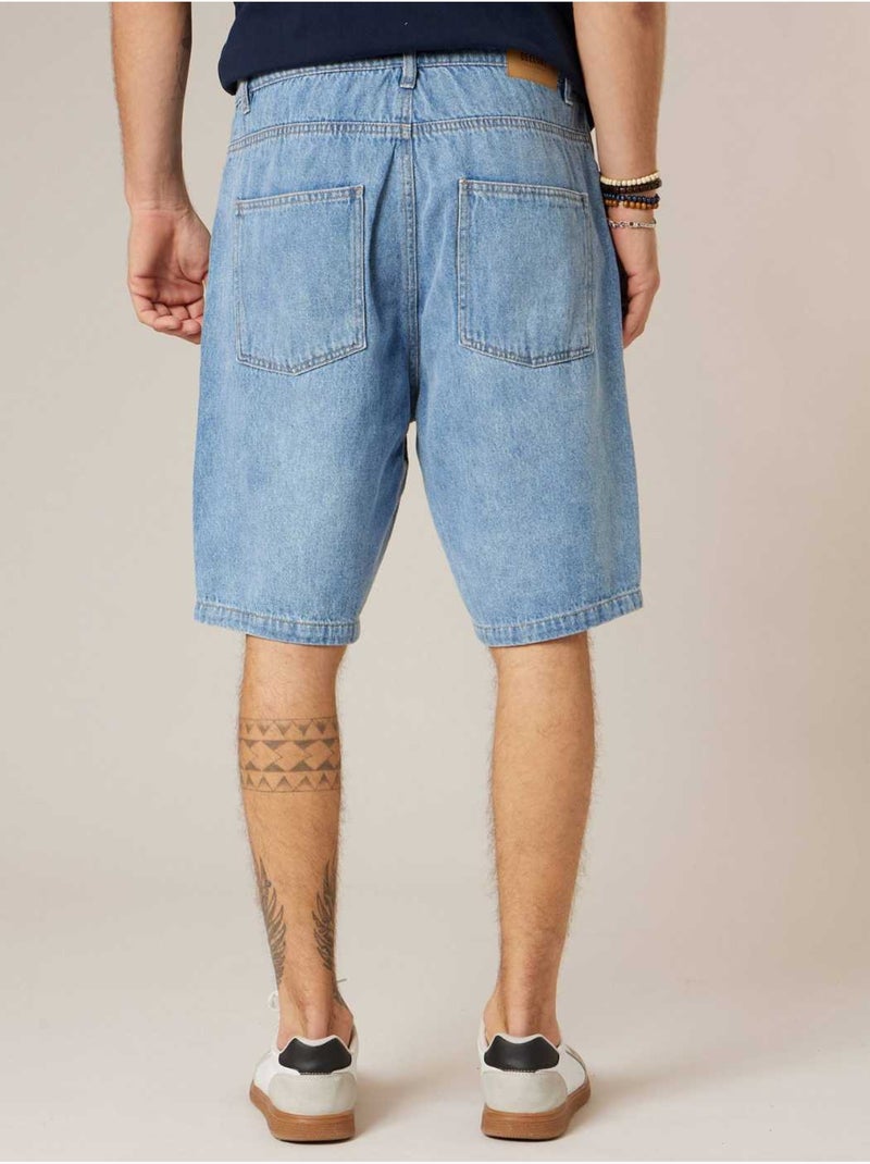 Bermuda relaxed homme en jean 'Deeluxe' Bleu clair - Kiabi