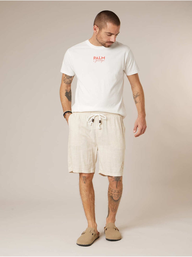 Bermuda relaxed homme lin 'Deeluxe' Beige coquille - Kiabi