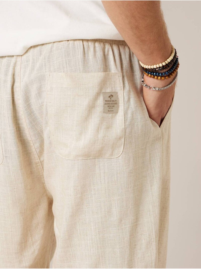 Bermuda relaxed homme lin 'Deeluxe' Beige coquille - Kiabi