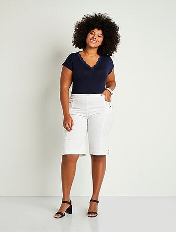Bermuda revers ceinture semi-élastiquée