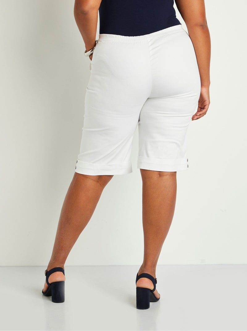 Bermuda revers ceinture semi-élastiquée Blanc - Kiabi