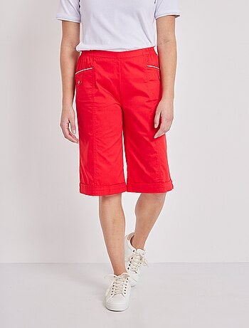 Bermuda revers ceinture semi-élastiquée