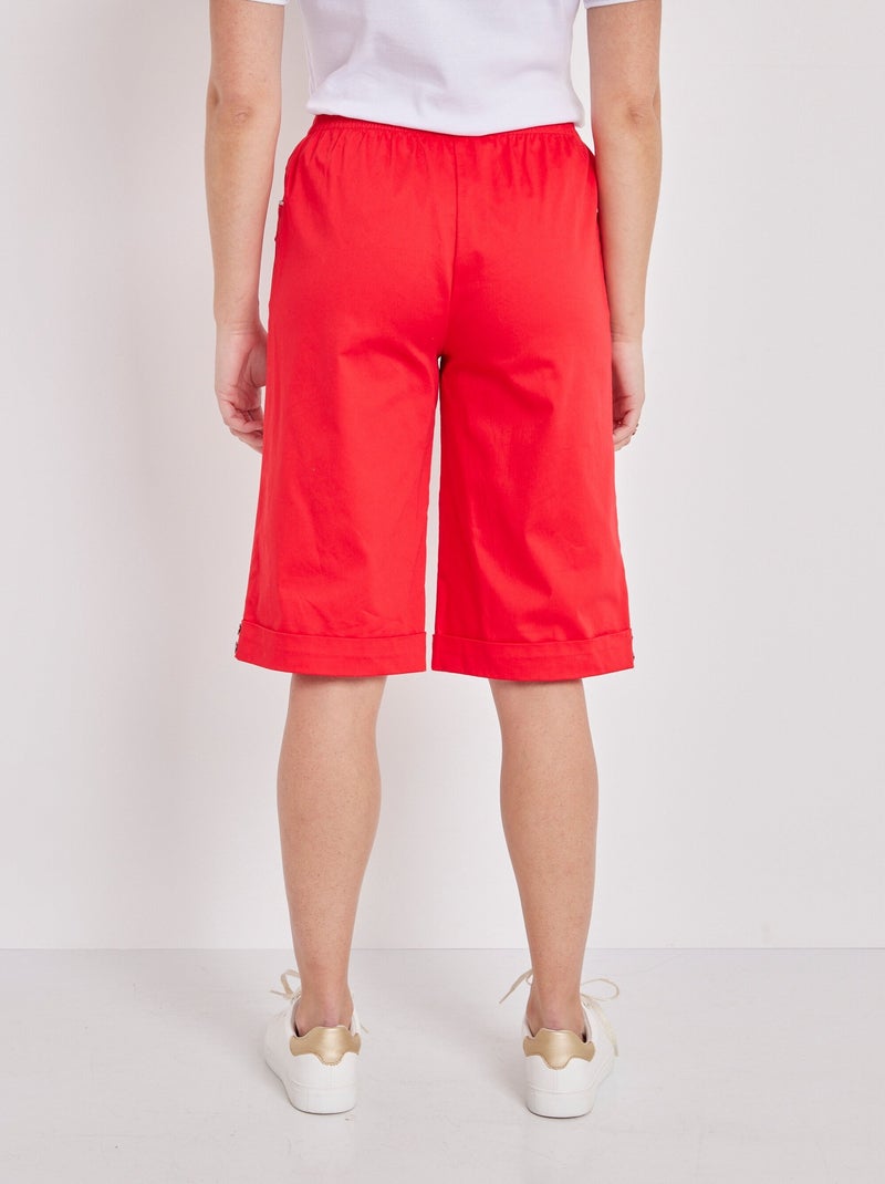 Bermuda revers ceinture semi-élastiquée Rouge - Kiabi