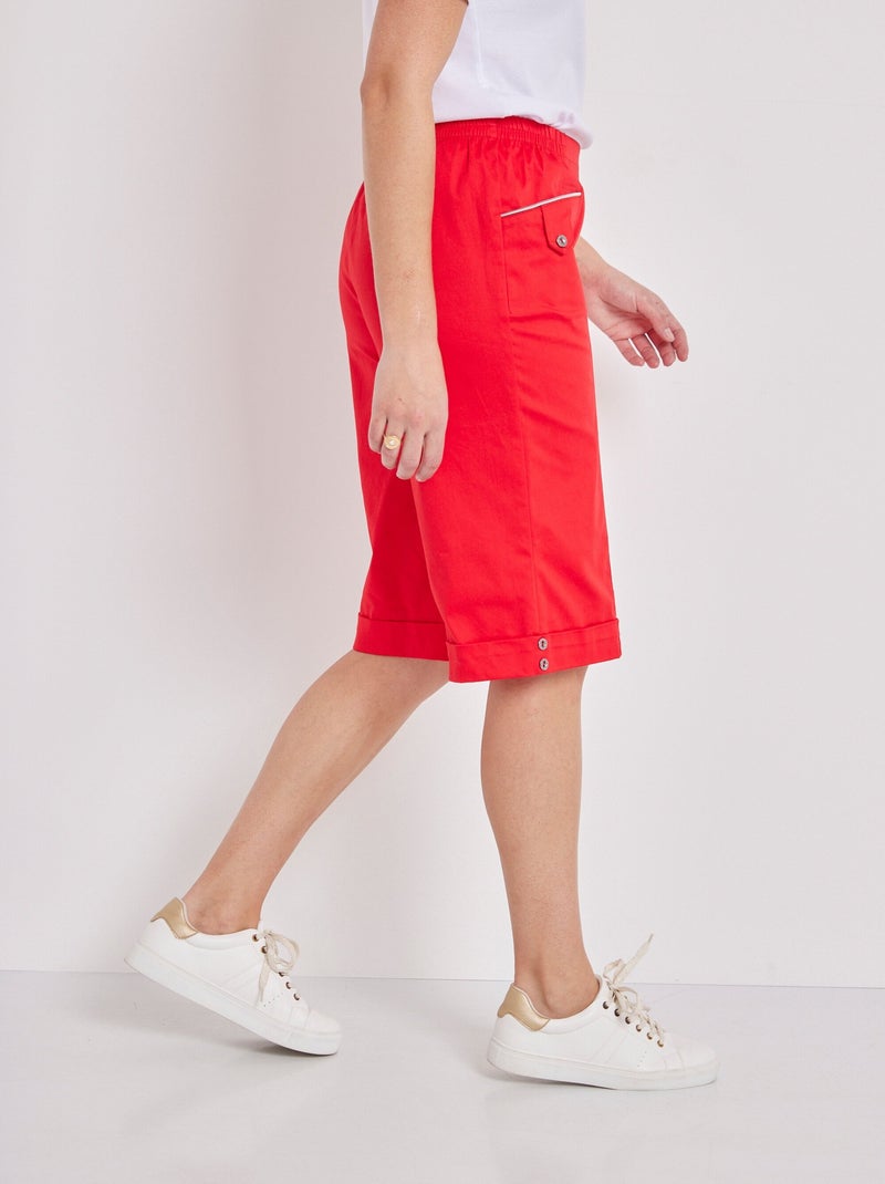 Bermuda revers ceinture semi-élastiquée Rouge - Kiabi