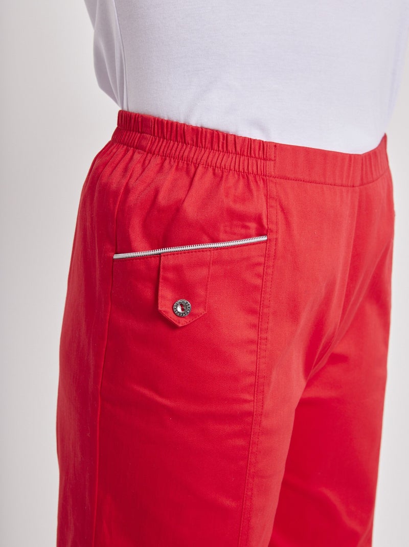 Bermuda revers ceinture semi-élastiquée Rouge - Kiabi