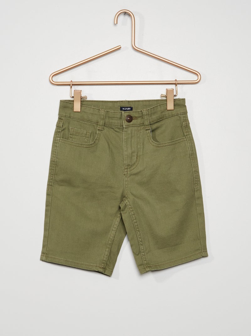 Bermuda slim 5 poches Kaki - Kiabi