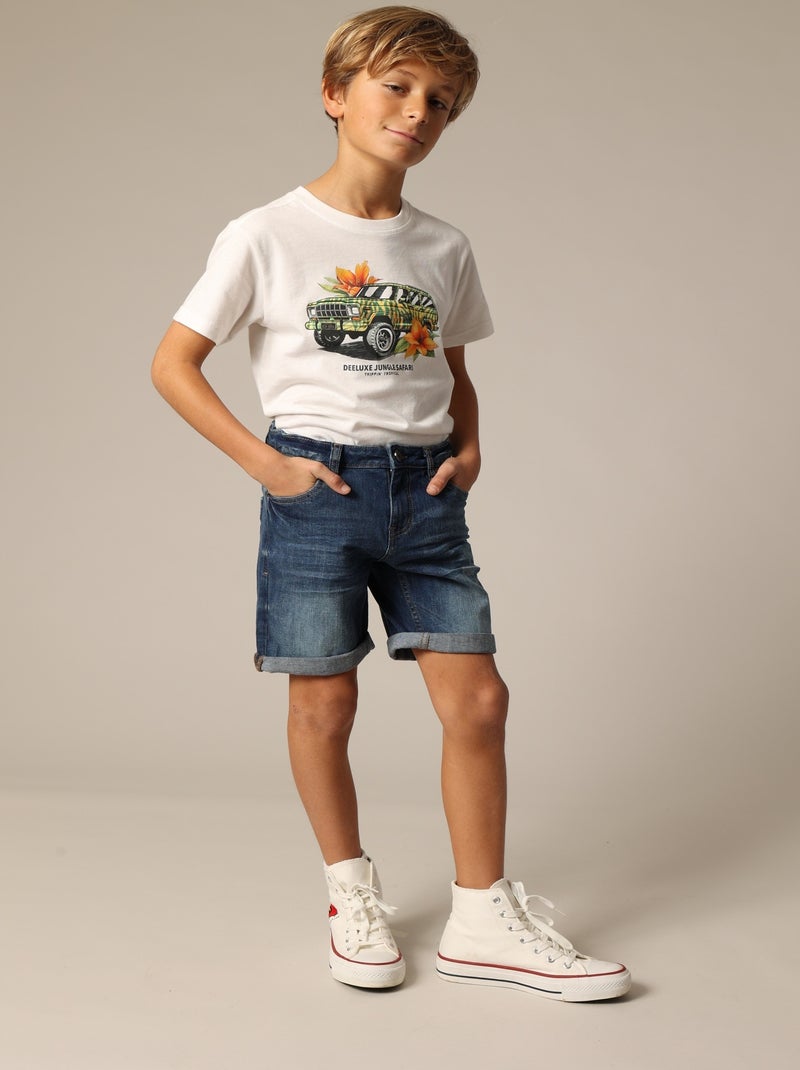 Bermuda slim en denim 'Deeluxe' Bleu foncé - Kiabi