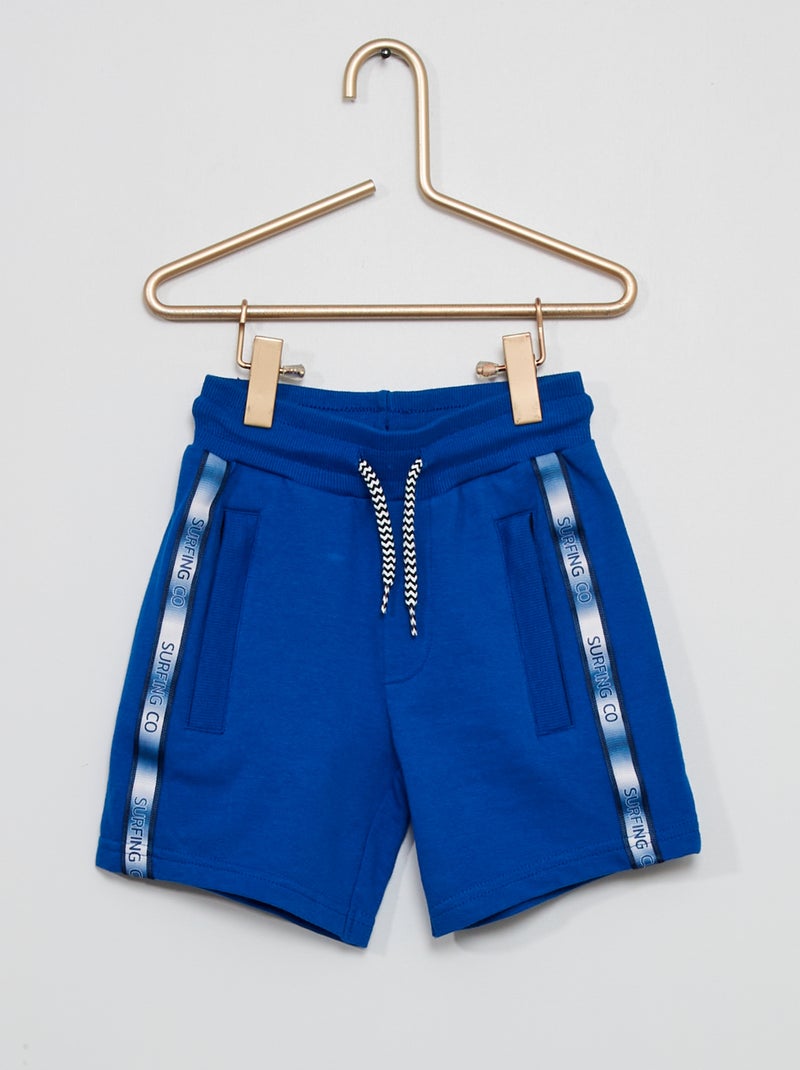 Bermuda sport en molleton bleu - Kiabi