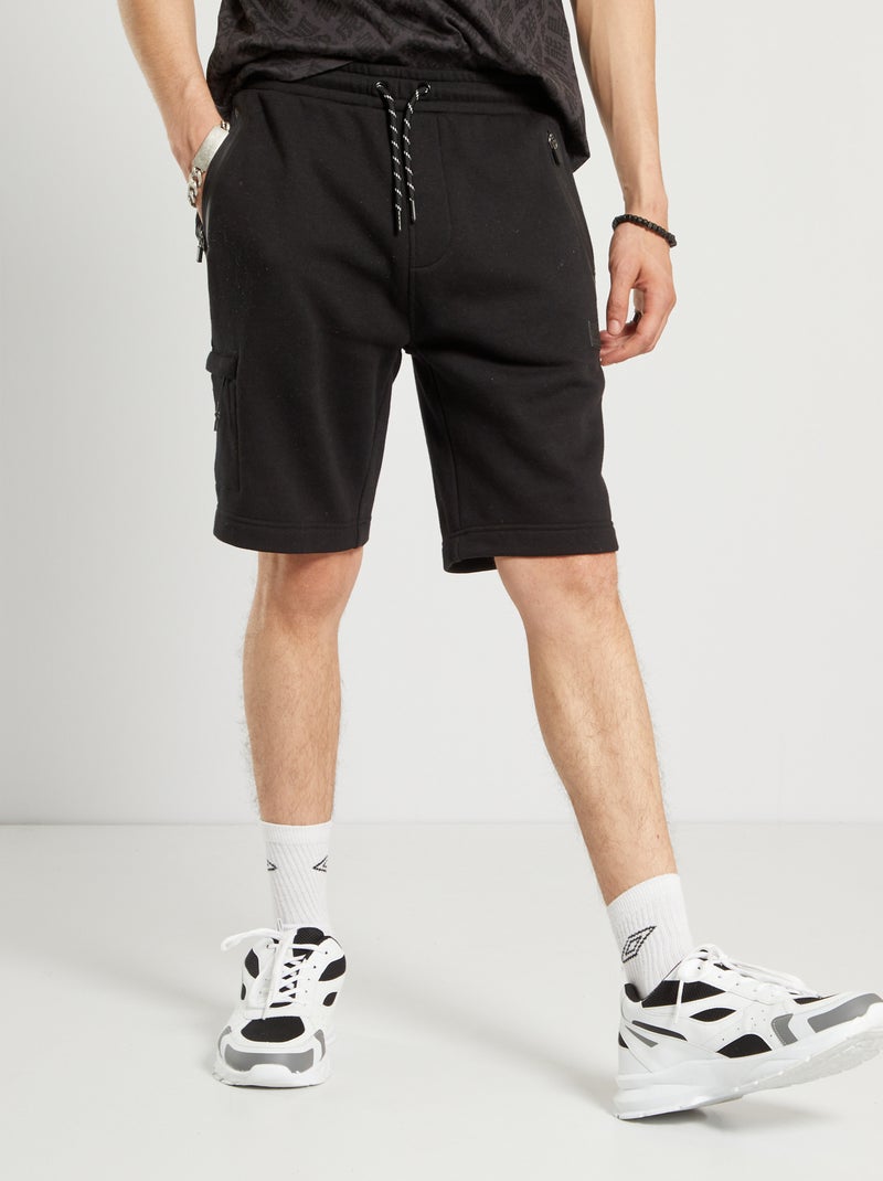 Bermuda sport en molleton noir - Kiabi