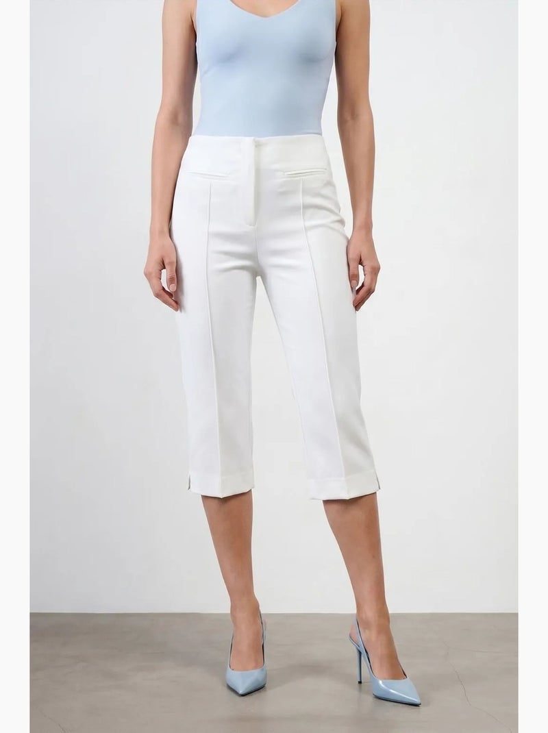 Bermuda taille haute coupe cigarette dilvin Blanc - Kiabi