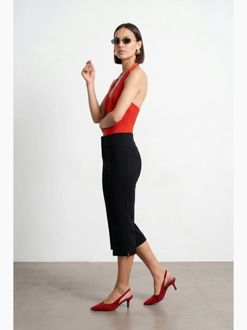 Bermuda taille haute coupe cigarette dilvin Noir - Kiabi