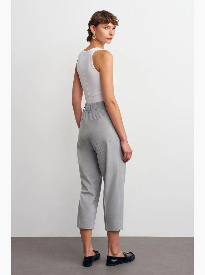 Bermuda taille haute coupe droite dilvin Gris clair - Kiabi