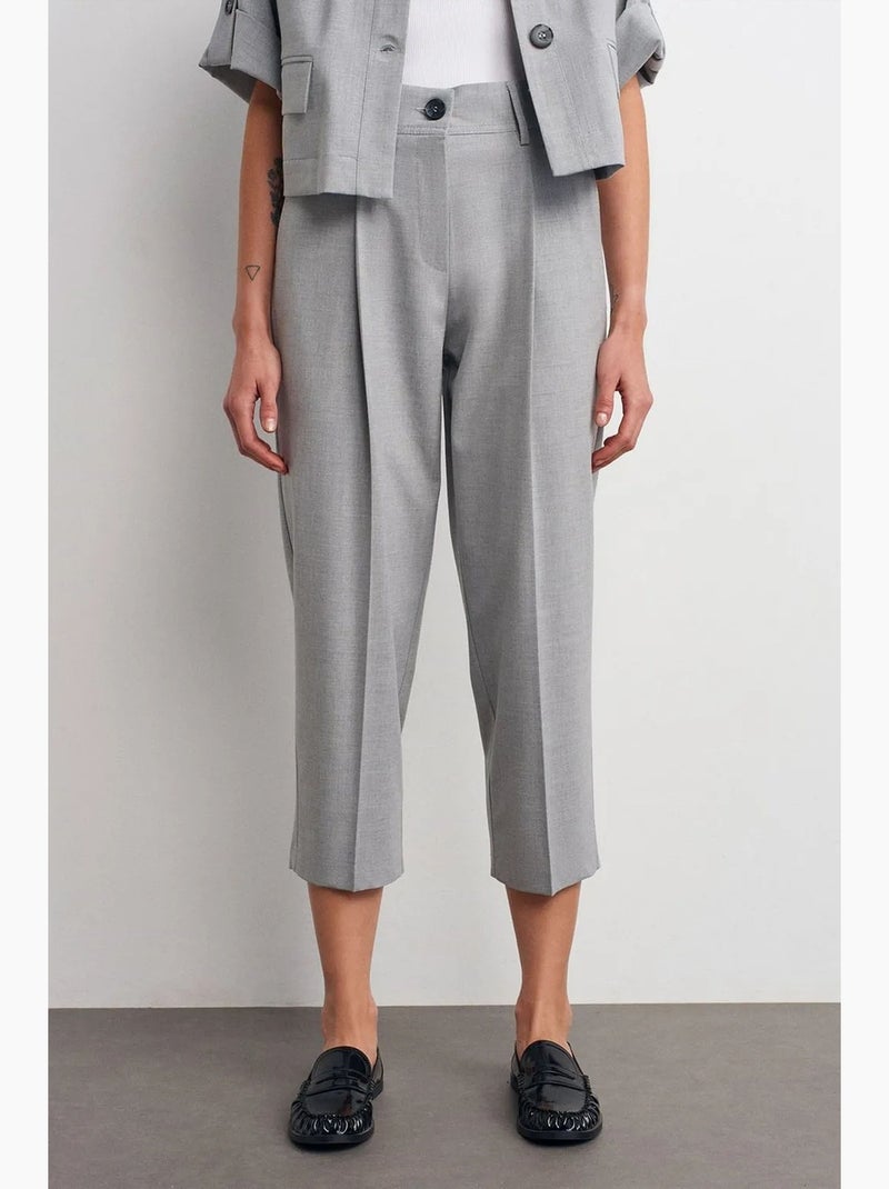 Bermuda taille haute coupe droite dilvin Gris clair - Kiabi