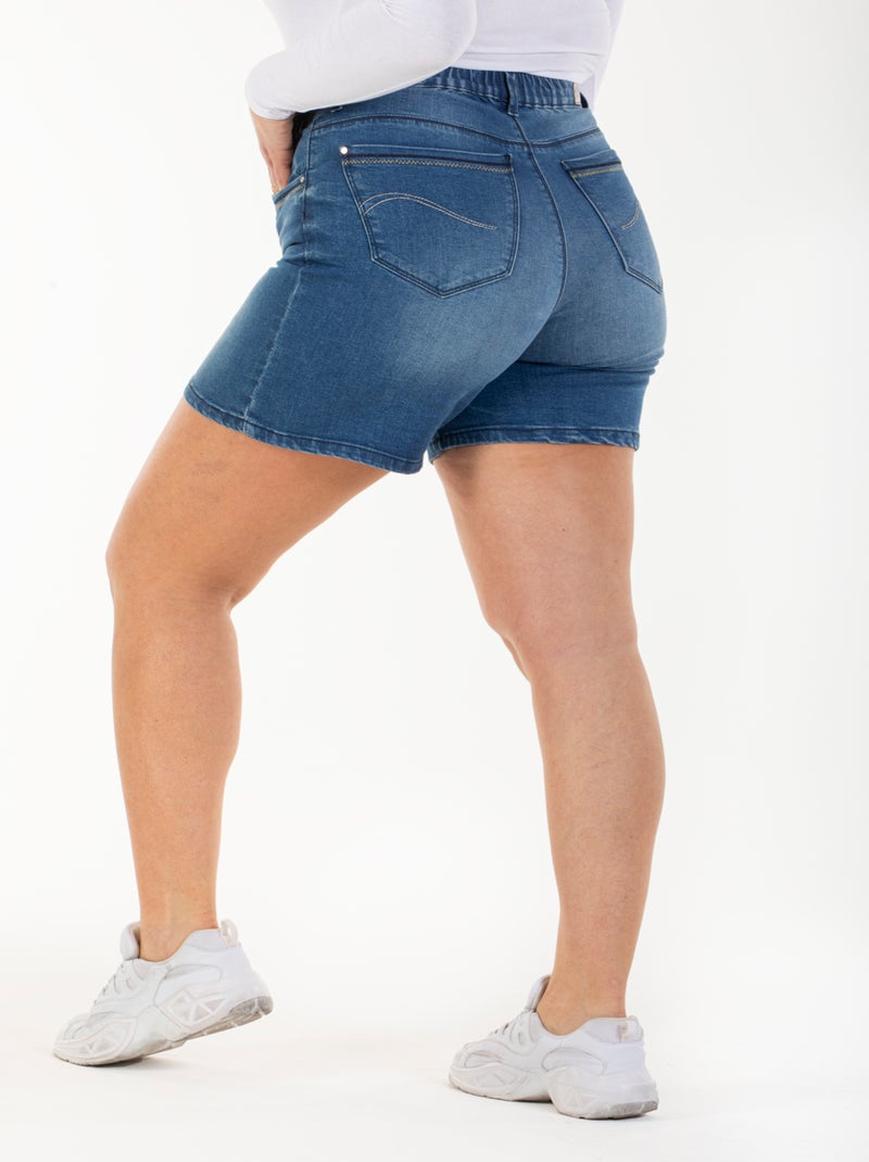 Bermuda taille haute stretch OBB5 'OBER' Bleu - Kiabi