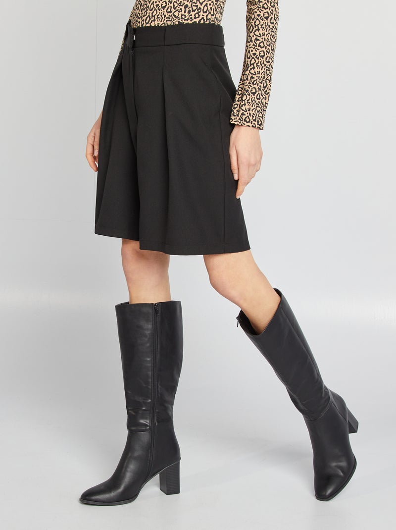Bermuda tailleur taille haute noir - Kiabi