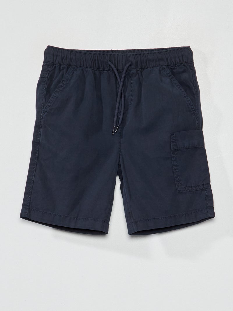 Bermuda uni à taille élastiquée bleu marine - Kiabi
