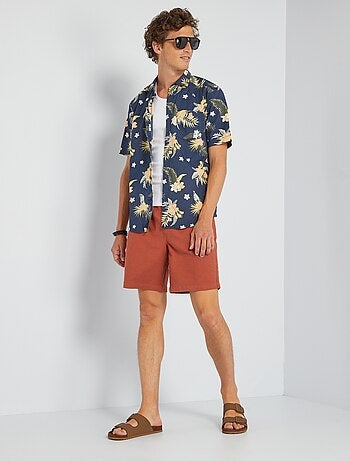 Bermuda uni à taille élastiquée