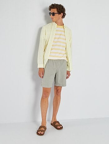Bermuda uni à taille élastiquée