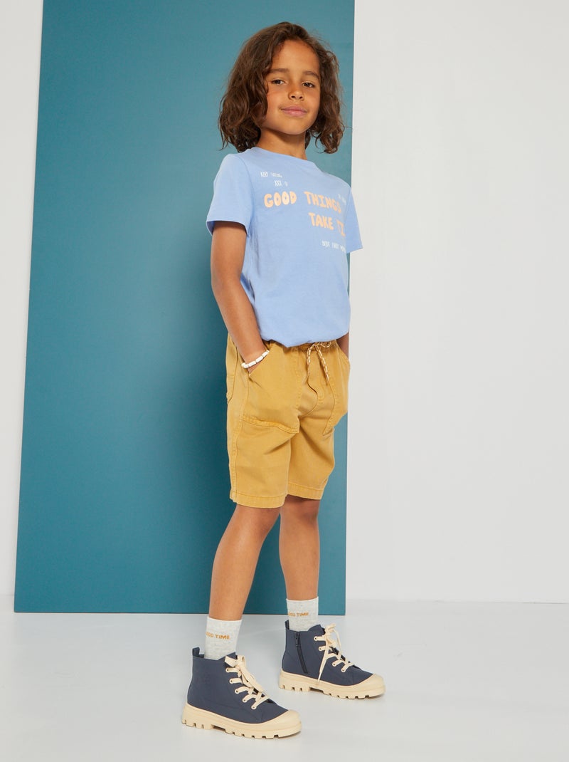 Bermuda uni avec cordons fantaisie Beige moutarde - Kiabi