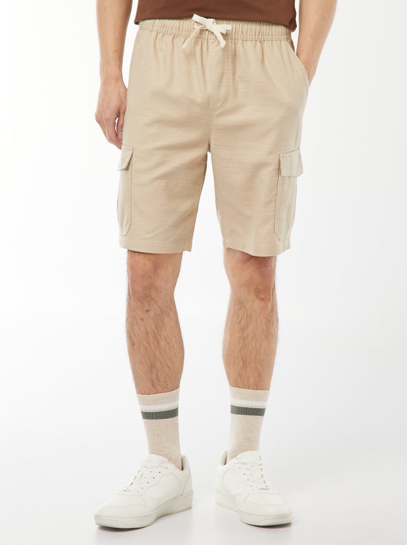 Bermuda uni   avec poches à rabat Beige - Kiabi