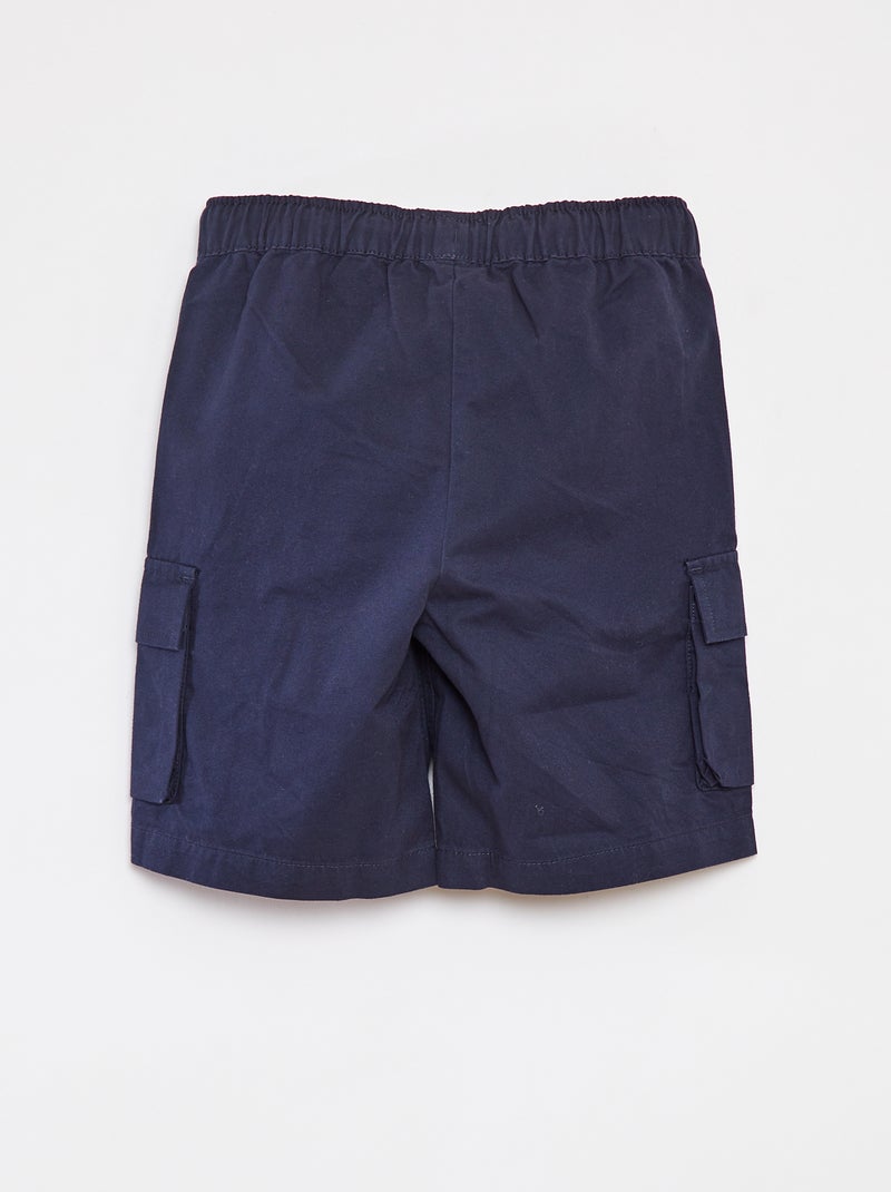 Bermuda uni avec poches à rabat BLEU - Kiabi