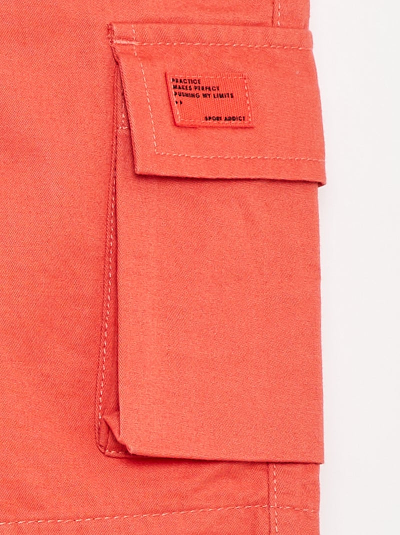 Bermuda uni avec poches à rabat ORANGE - Kiabi