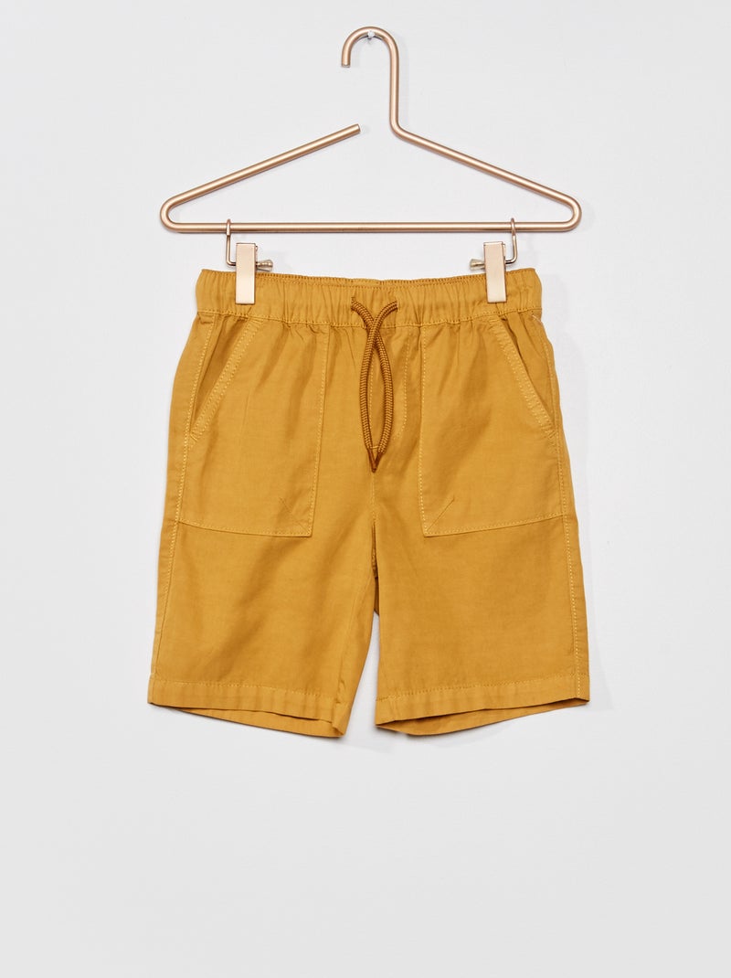 Bermuda uni avec taille élastiquée Beige moutarde - Kiabi