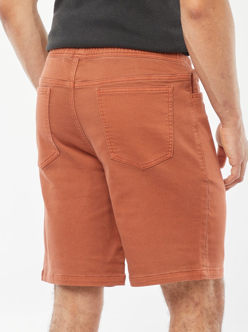 Bermuda uni avec taille élastiquée et cordons de serrage MARRON - Kiabi