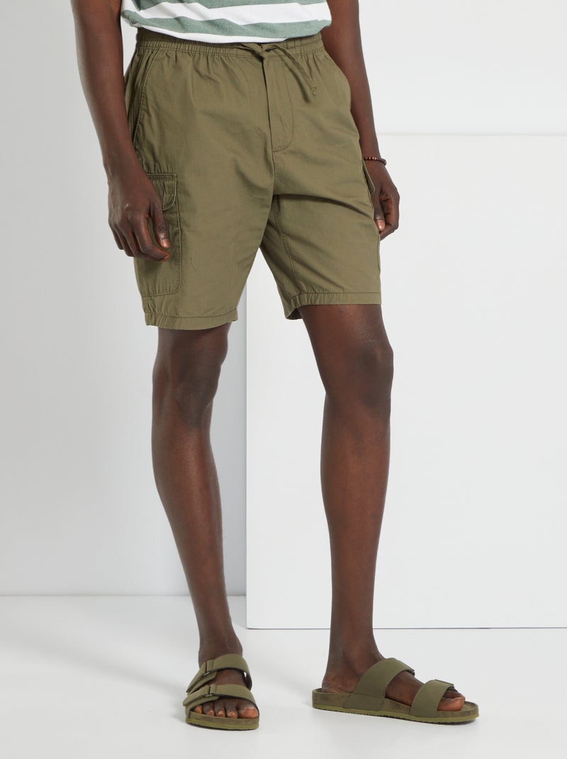 Bermuda uni avec taille élastiquée vert - Kiabi